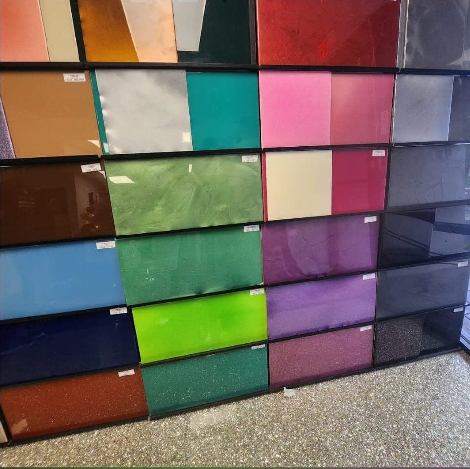 Metallic epoxy sample board